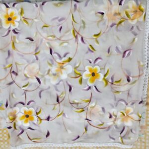 Hand Print Floral Organza Dupatta