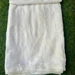 White Cotton Dupatta For Women with Floral Embroidery and Lace Border | Women's White Dupatta | Summer Wear