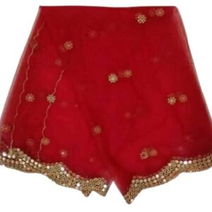 AASHIRWAD Versatile Fashionable Women Net Full Size Dupatta/Chunni with Embroidery and Mirror work (Color - Maroon)