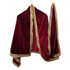 Women's Self Design Velvet Dupatta