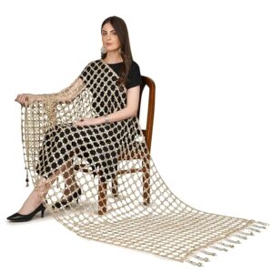 DUPATTA HUB Women's Foil Mirror Work With Hand Made Tassels Red Fancy and Bridal Dupatta.