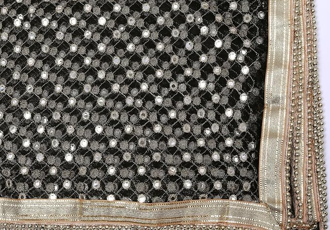 Women's Net Zari Mirror Work Dupatta