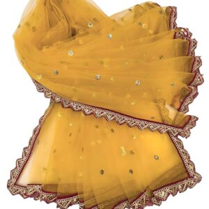Women's Lightweight Sequence Net Dupatta With Mini Cutwork border (Length 2.25m)