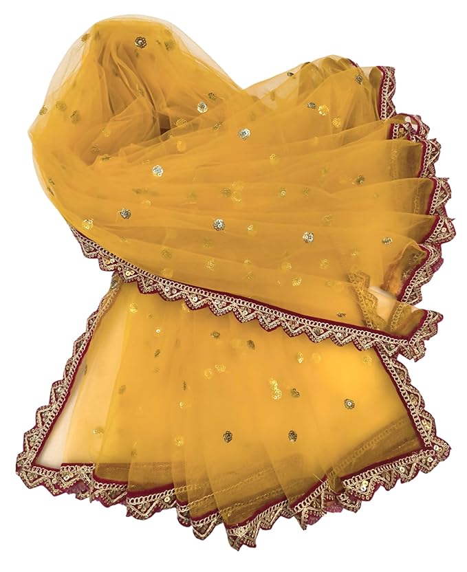 Women's Lightweight Sequence Net Dupatta With Mini Cutwork border (Length 2.25m)