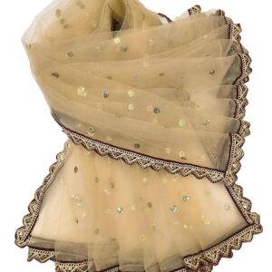 Women's Lightweight Sequence Net Dupatta With Mini Cutwork border (Length 2.25m)