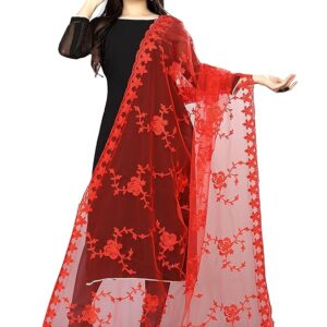 Women's Nylon Net Embroidered Dupatta