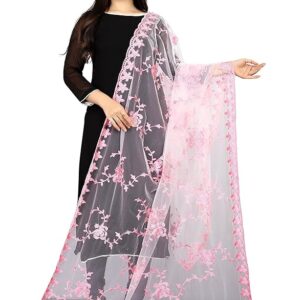 Women's Nylon Net Embroidered Dupatta