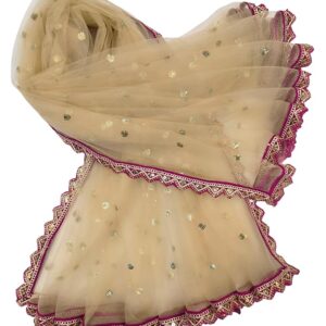 Women's Lightweight Sequence Net Dupatta With Mini Cutwork border (Length 2.25m)