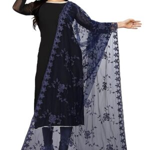 Women's Nylon Net Embroidered Dupatta